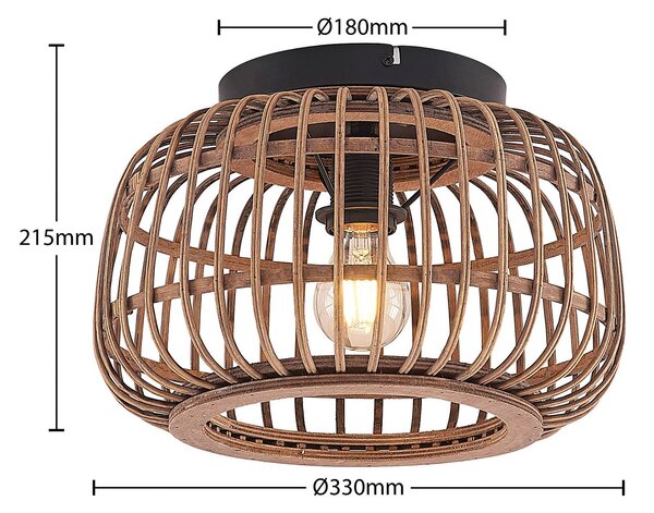 Lampa sufitowa Bominio Lindby, możliwość ściemniania, jasne drewno, salon / jadalnia, drewno, skandynawski