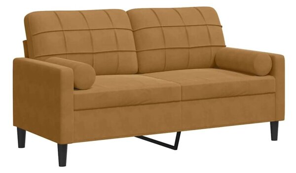 Sofa 2-osobowa z poduszkami, brÄ zowa, 140 cm, aksamit