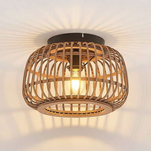 Lampa sufitowa Bominio Lindby, możliwość ściemniania, jasne drewno, salon / jadalnia, drewno, skandynawski