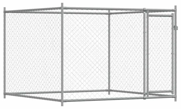 Klatka dla psa, z drzwiami, szara, 2x2x1,5 m, stal