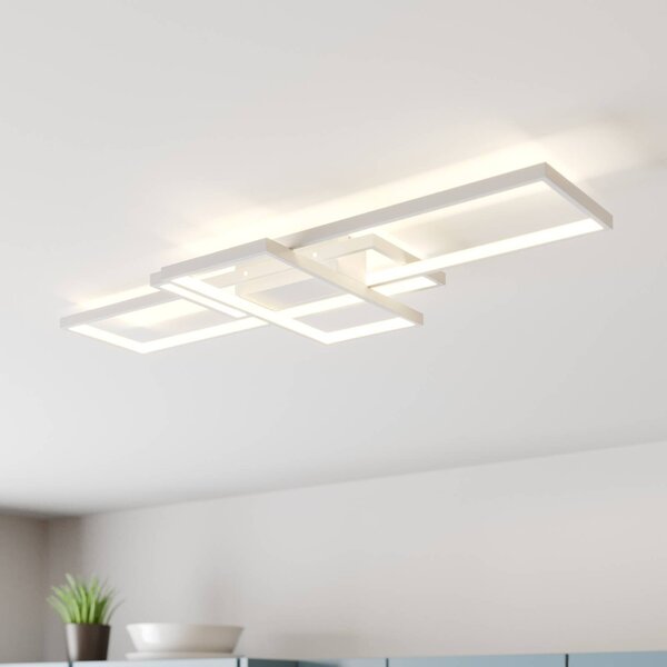 Lampa sufitowa LED Poppy Lindby, możliwość ściemniania, biały / opal, salon / jadalnia, aluminium, nowoczesny