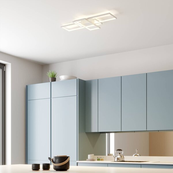 Lampa sufitowa LED Poppy Lindby, możliwość ściemniania, biały / opal, salon / jadalnia, aluminium, nowoczesny