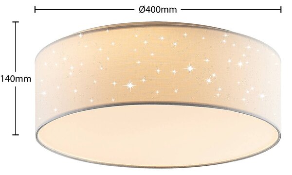 Lampa sufitowa LED Ellamina Lindby, biały / opal, salon / jadalnia, tkanina / materiał / jedwab, nowoczesny