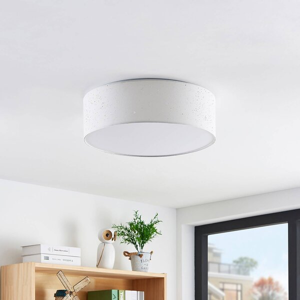 Lampa sufitowa LED Ellamina Lindby, biały / opal, salon / jadalnia, tkanina / materiał / jedwab, nowoczesny