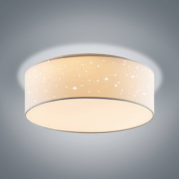 Lampa sufitowa LED Ellamina Lindby, biały / opal, salon / jadalnia, tkanina / materiał / jedwab, nowoczesny
