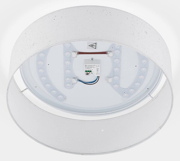 Lampa sufitowa LED Ellamina Lindby, biały / opal, salon / jadalnia, tkanina / materiał / jedwab, nowoczesny