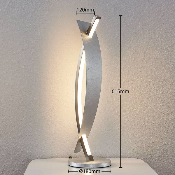 Lampa stołowa LED Marija Lucande, możliwość ściemniania, chromowy / srebrny, salon / jadalnia, metal, nowoczesny
