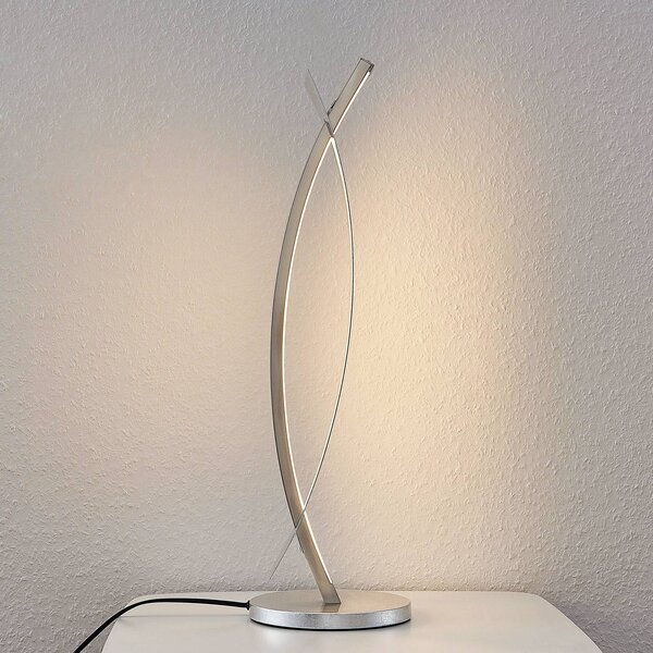 Lampa stołowa LED Marija Lucande, możliwość ściemniania, chromowy / srebrny, salon / jadalnia, metal, nowoczesny