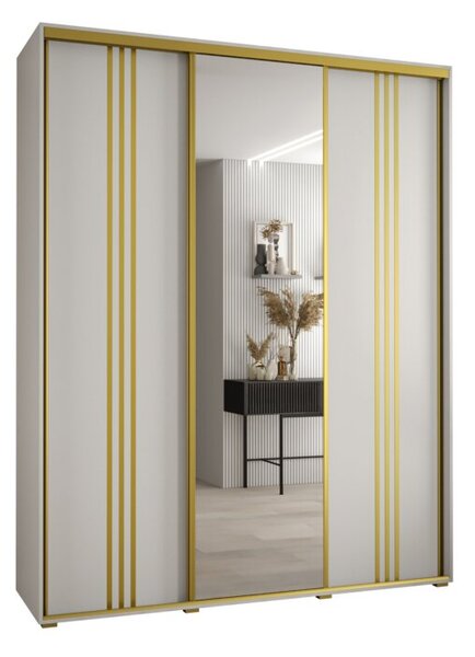 Szafa przesuwna wysoka Davos 7 190, gł. 60 cm biały + biały + złoty