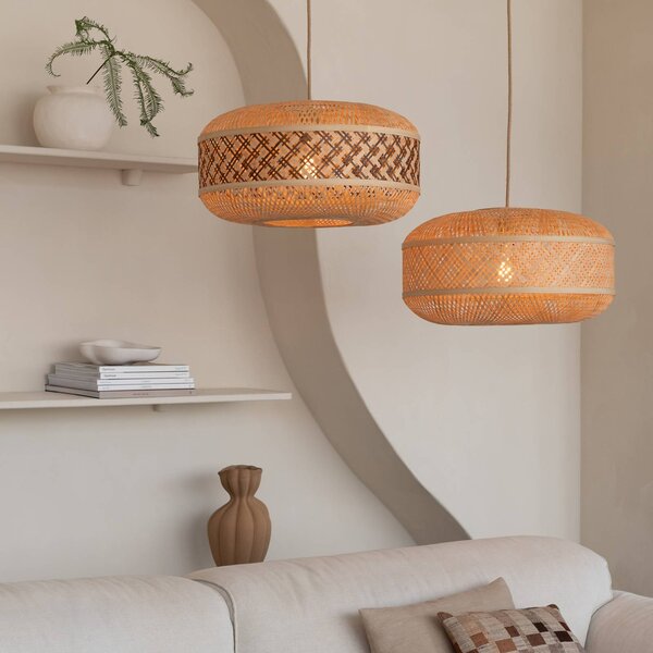 Good & Mojo Lampa wisząca Langkawi, możliwość ściemniania, jasne drewno, salon / jadalnia, bambus