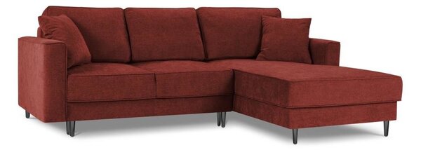 Narożnik z funkcją spania Fano Red Structured Fabric Prawostronna kolor nóg czarny