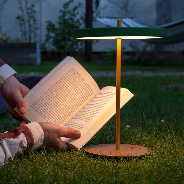 UMAGE Lampa stołowa LED Asteria Move, możliwość ściemniania, mosiężny / złoty, salon / jadalnia, metal, design