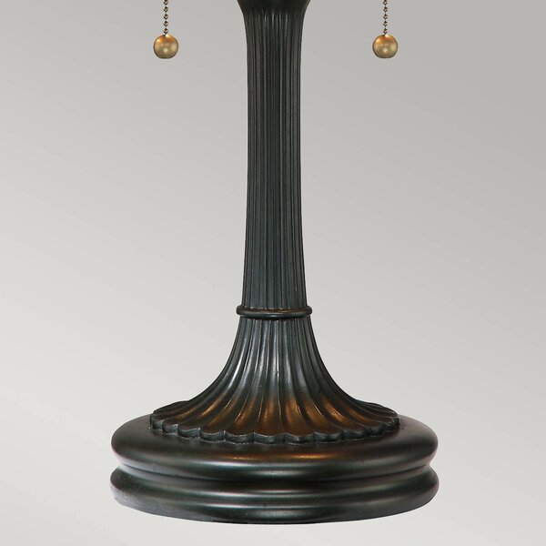 QUOIZEL Lampa stołowa tiffany Larissa, brązowy / mosiężny, salon / jadalnia, szkło, tiffany