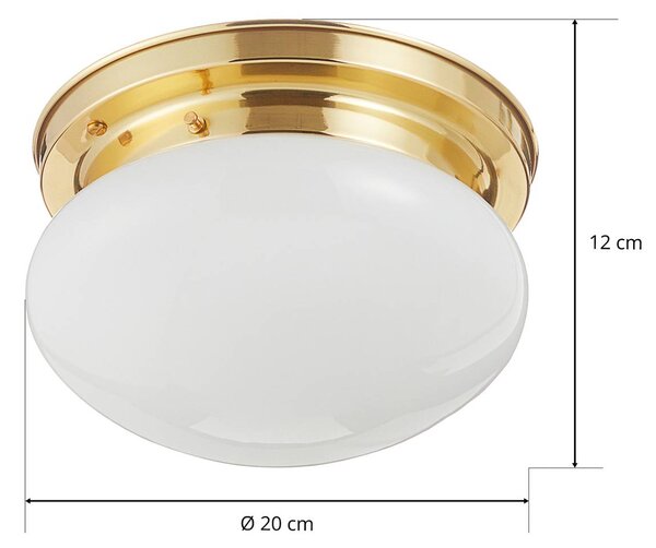 Berliner Messinglampen Lampa sufitowa HARRY, możliwość ściemniania, mosiężny / złoty, salon / jadalnia, szkło, antyczny