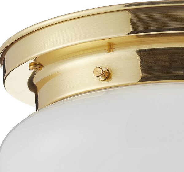 Berliner Messinglampen Lampa sufitowa HARRY, możliwość ściemniania, mosiężny / złoty, salon / jadalnia, szkło, antyczny