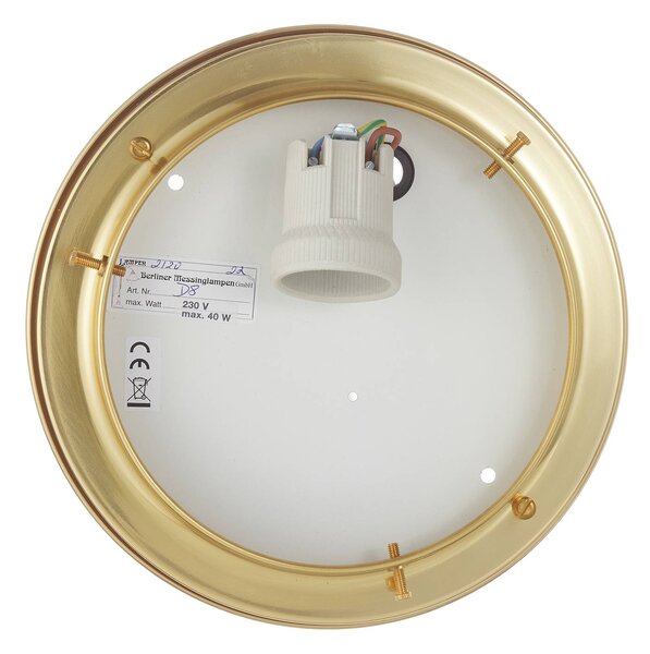 Berliner Messinglampen Lampa sufitowa HARRY, możliwość ściemniania, mosiężny / złoty, salon / jadalnia, szkło, antyczny