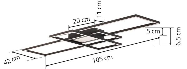 Lampa sufitowa LED Ismera Lindby, możliwość ściemniania, czarny, salon / jadalnia, aluminium, nowoczesny