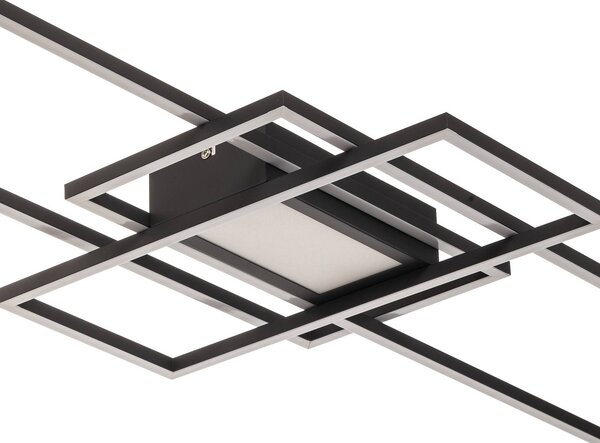 Lampa sufitowa LED Ismera Lindby, możliwość ściemniania, czarny, salon / jadalnia, aluminium, nowoczesny