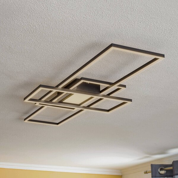 Lampa sufitowa LED Ismera Lindby, możliwość ściemniania, czarny, salon / jadalnia, aluminium, nowoczesny