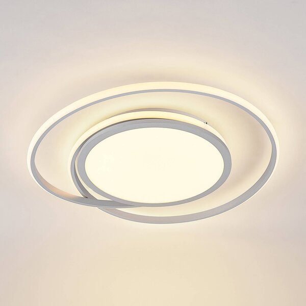 Lampa sufitowa LED Noud Lucande, możliwość ściemniania, aluminiowy / szary / cynkowy, sypialnia, metal, nowoczesny