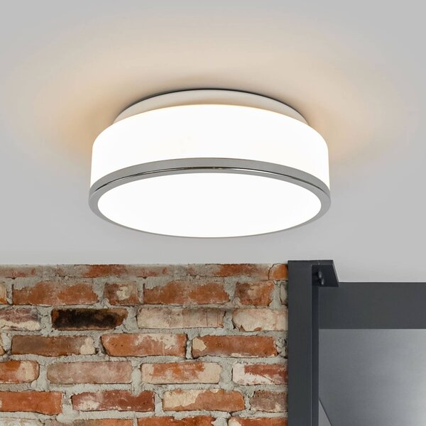 Searchlight Lampa sufitowa Flush IP44, możliwość ściemniania, biały / opal, łazienka, szkło, nowoczesny
