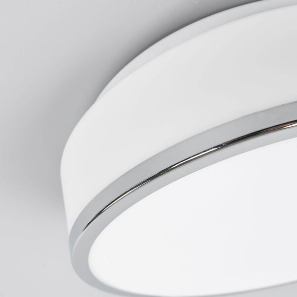 Searchlight Lampa sufitowa Flush IP44, możliwość ściemniania, biały / opal, łazienka, szkło, nowoczesny