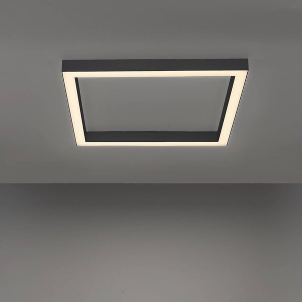 PURE Lampa sufitowa LED Lines Square, możliwość ściemniania, czarny, salon / jadalnia, aluminium, nowoczesny