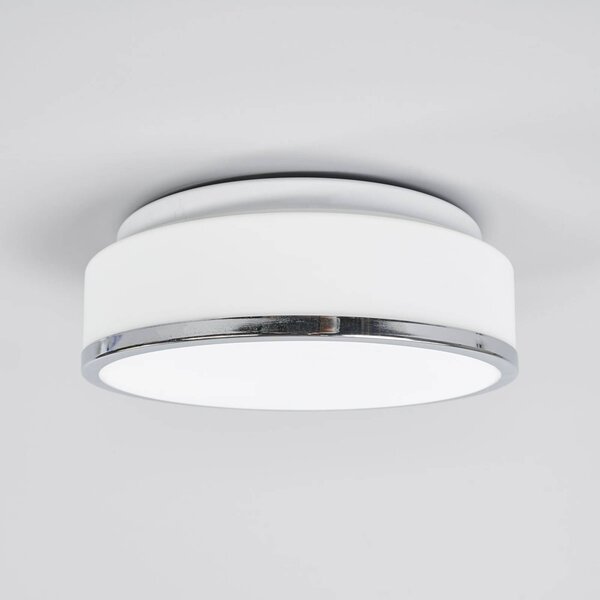 Searchlight Lampa sufitowa Flush IP44, możliwość ściemniania, biały / opal, łazienka, szkło, nowoczesny