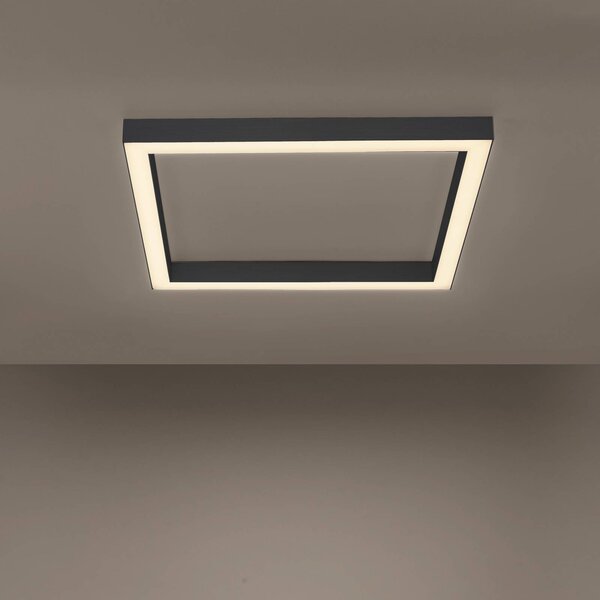 PURE Lampa sufitowa LED Lines Square, możliwość ściemniania, czarny, salon / jadalnia, aluminium, nowoczesny