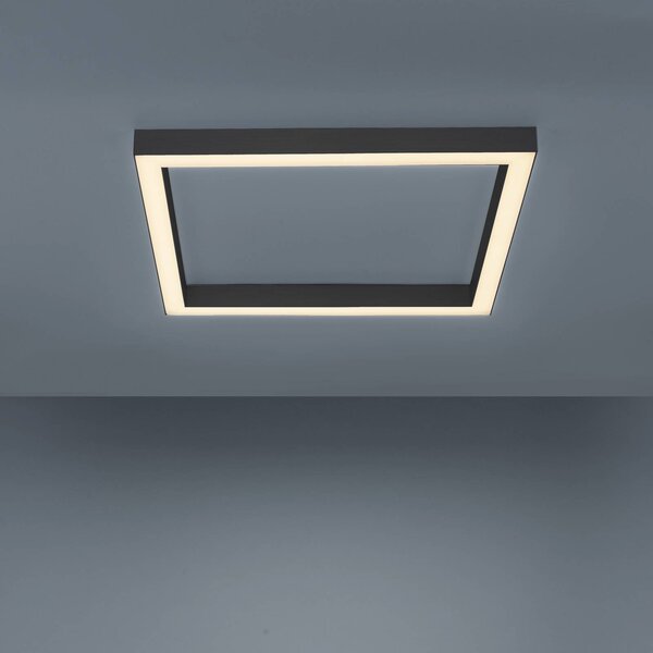 PURE Lampa sufitowa LED Lines Square, możliwość ściemniania, czarny, salon / jadalnia, aluminium, nowoczesny