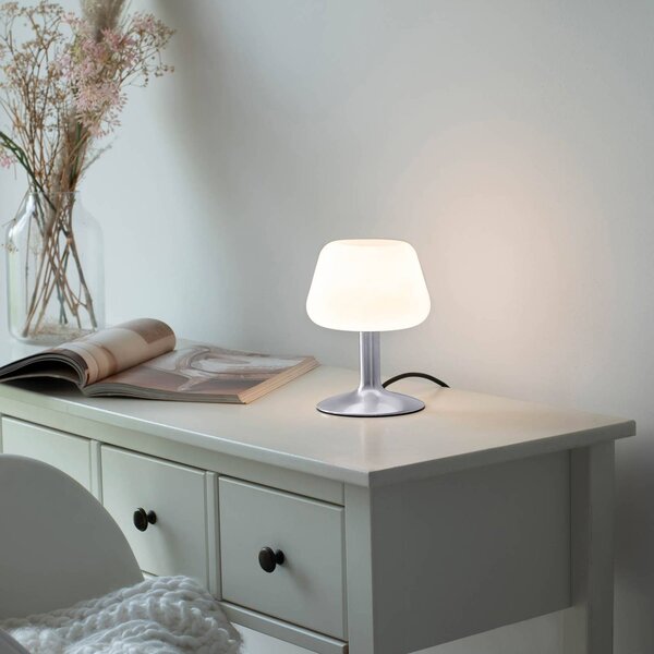 Paul Neuhaus Lampa stołowa Till, możliwość ściemniania, aluminiowy / szary / cynkowy, salon / jadalnia, metal, nowoczesny