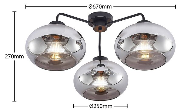 Lampa sufitowa Navidia Lindby, możliwość ściemniania, czarny, salon / jadalnia, metal, nowoczesny