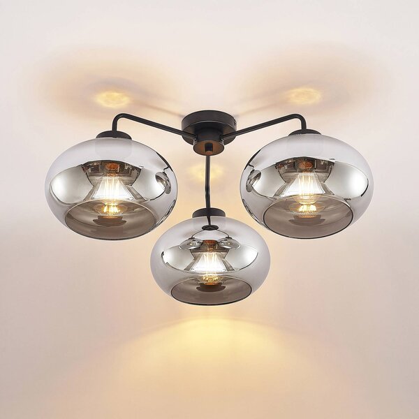 Lampa sufitowa Navidia Lindby, możliwość ściemniania, czarny, salon / jadalnia, metal, nowoczesny