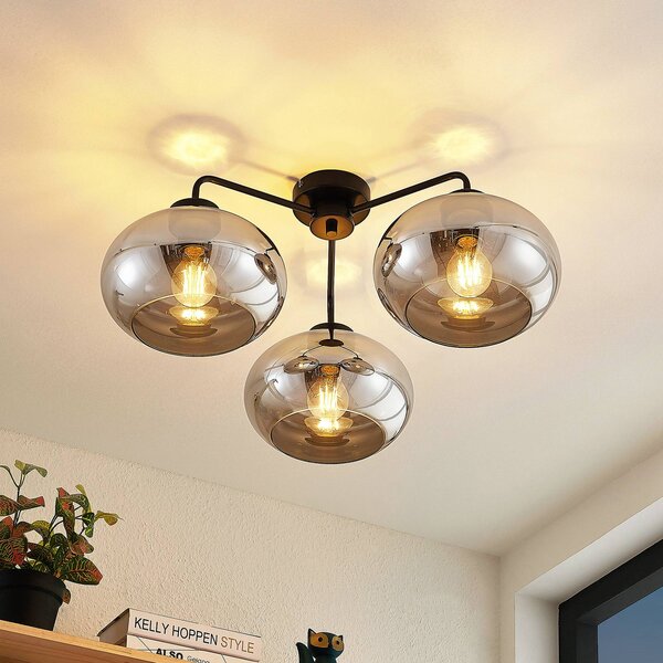 Lampa sufitowa Navidia Lindby, możliwość ściemniania, czarny, salon / jadalnia, metal, nowoczesny