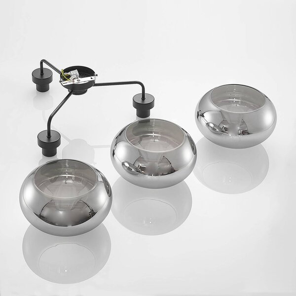 Lampa sufitowa Navidia Lindby, możliwość ściemniania, czarny, salon / jadalnia, metal, nowoczesny