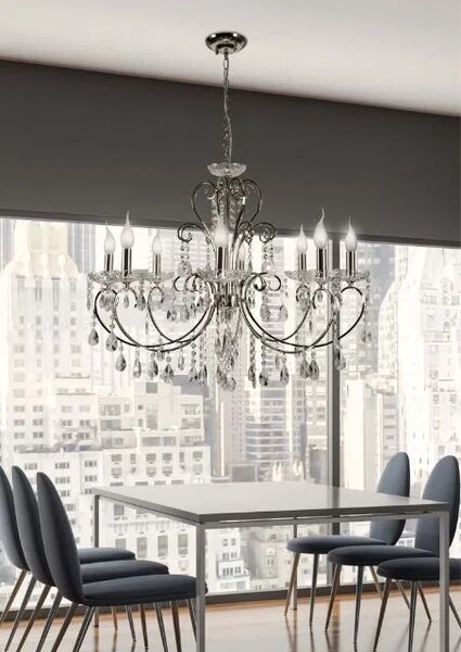 Żyrandol ośmioramienny w stylu glamour K154 C6-D48