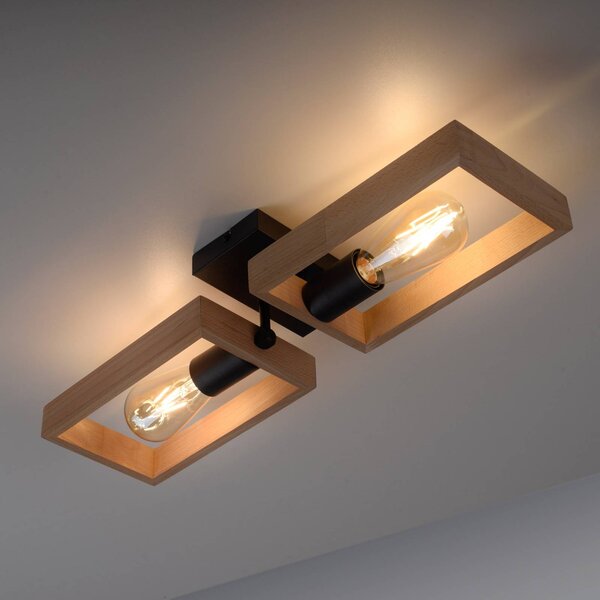 JUST LIGHT. GmbH Lampa sufitowa Frame, możliwość ściemniania, jasne drewno, salon / jadalnia, drewno