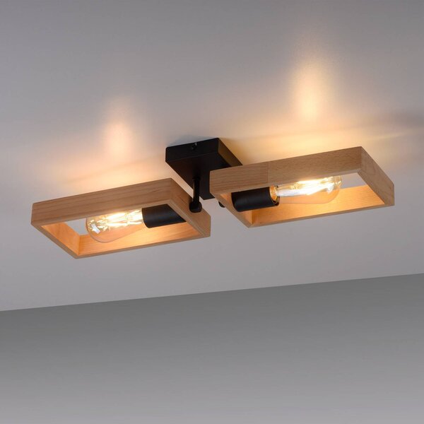 JUST LIGHT. GmbH Lampa sufitowa Frame, możliwość ściemniania, jasne drewno, salon / jadalnia, drewno