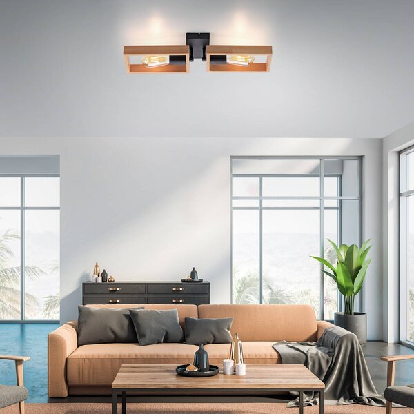 JUST LIGHT. GmbH Lampa sufitowa Frame, możliwość ściemniania, jasne drewno, salon / jadalnia, drewno