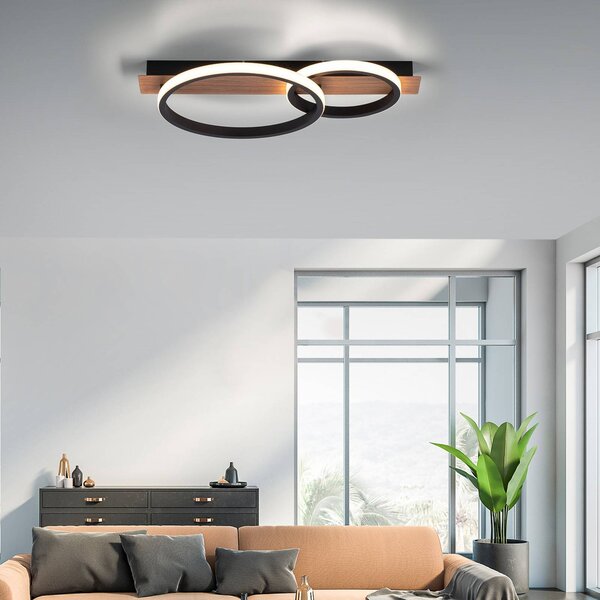 JUST LIGHT. GmbH Lampa sufitowa LED Troop, dekor drewniany, 2-punktowa