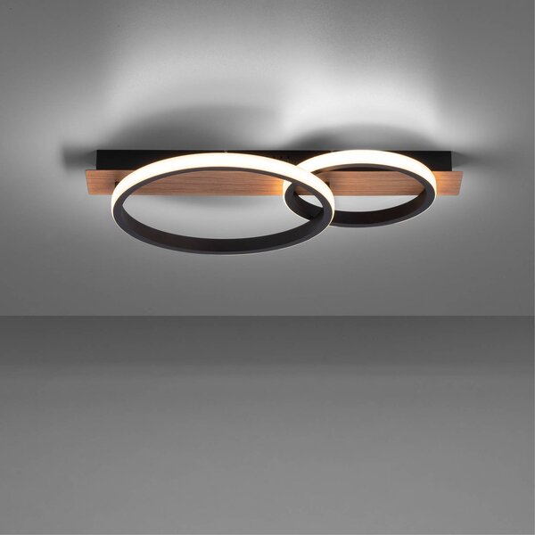 JUST LIGHT. GmbH Lampa sufitowa LED Troop, dekor drewniany, 2-punktowa