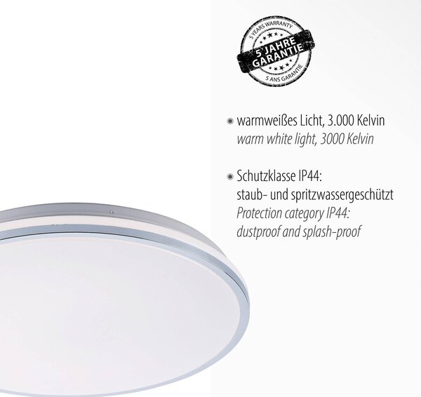 JUST LIGHT. GmbH Lampa sufitowa Isabell, chromowy / srebrny, łazienka, tworzywo sztuczne, nowoczesny