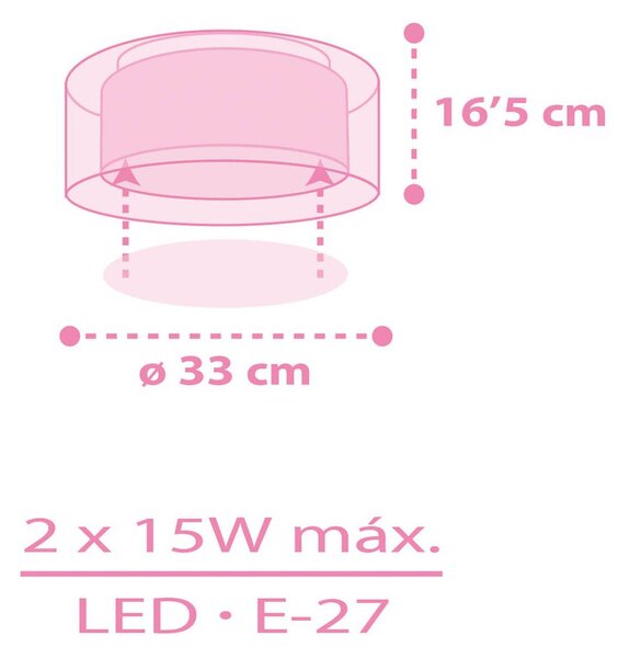 Dalber Lampa sufitowa UNICORNS, możliwość ściemniania, fioletowy / różowy / bladoróżowy, pokój dziecięcy, tworzywo sztuczne