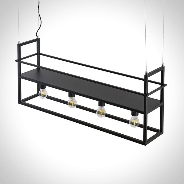 Lampa wisząca Grisela Lindby, możliwość ściemniania, czarny, salon / jadalnia, metal, nowoczesny