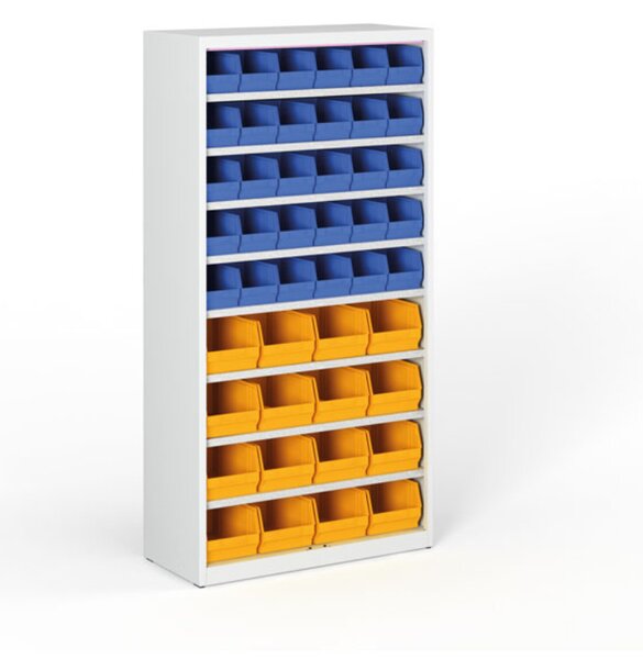 Regał z plastikowymi pojemnikami BASIC - 1800 x 400 x 920 mm, 30x B, 16x C