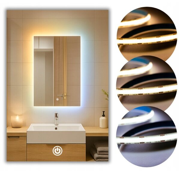 Lustro LED 50x70 COB 608 diod/m | 3 Barwy | Ledowe Åazienkowe + WÅÄ cznik