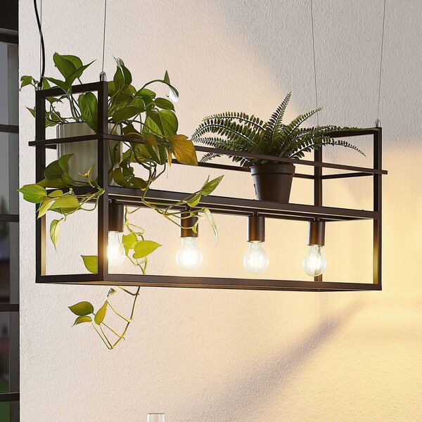 Lampa wisząca Grisela Lindby, możliwość ściemniania, czarny, salon / jadalnia, metal, nowoczesny