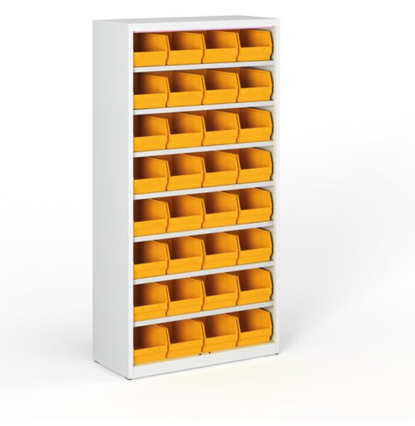Regał z plastikowymi pojemnikami BASIC - 1800 x 400 x 920 mm, 32x boks C