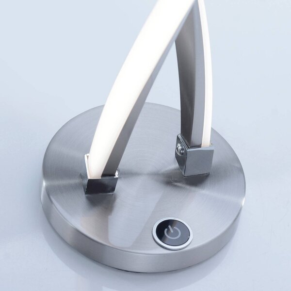 Paul Neuhaus Lampa stołowa LED Polina, możliwość ściemniania, aluminiowy / szary / cynkowy, salon / jadalnia, metal, nowoczesny