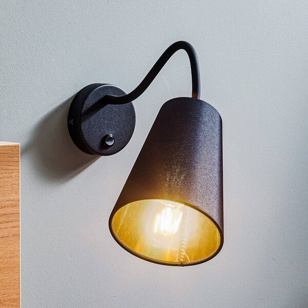 Kinkiet Wire TK Lighting, czarny, salon / jadalnia, tkanina / materiał / jedwab, nowoczesny